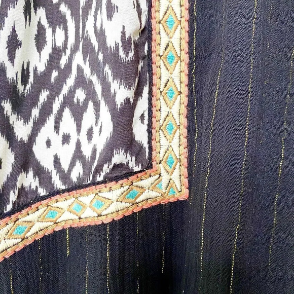 THML Embroidered Boho Tribal Sleeveless Women's Dress Medium V-Neck Tassels - Picture 4 of 9